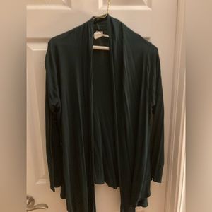 Hunter green long sleeve open front blouse